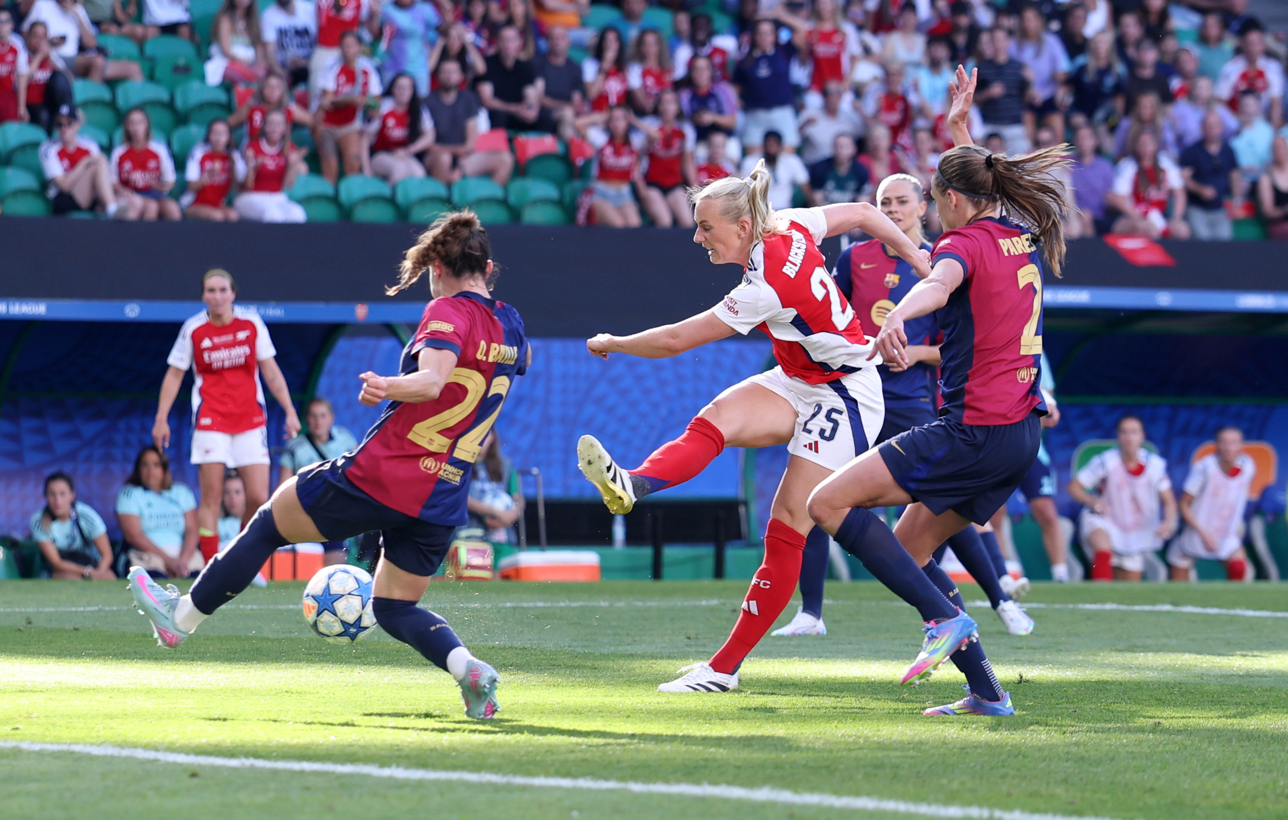 Stina Blackstenius scoring in the UEFA Women's Champions League final.