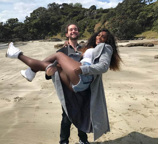 Serena Williams and Alexis Ohanian during a beach outing.